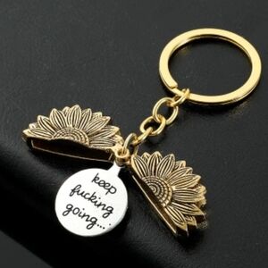Sunflower Charm Keychain "Keep F*cking Going"